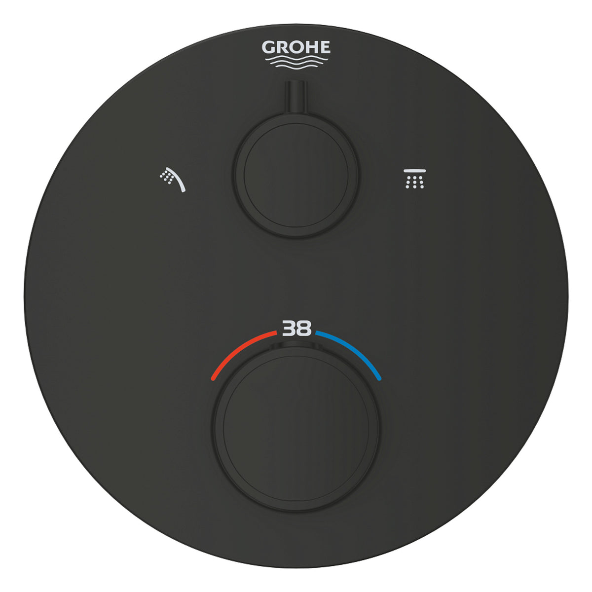 Grohe Grohtherm Termostatik Banyo/Duş Bataryası (Sıva Üstü Grubu), 2 Yollu, Mat Siyah - Ürün Görseli