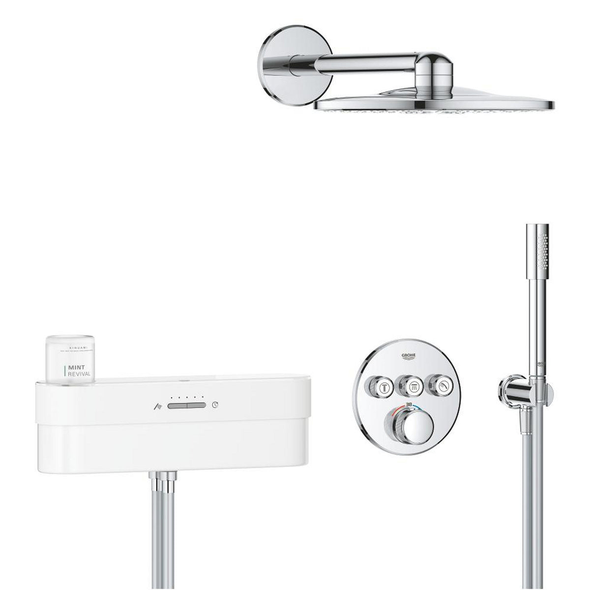 Grohe Purefoam SmartControl Ankastre Duş Seti, Krom-Beyaz (Su ve Sabun Püskürtmeli El Duşu) - Ürün Görseli