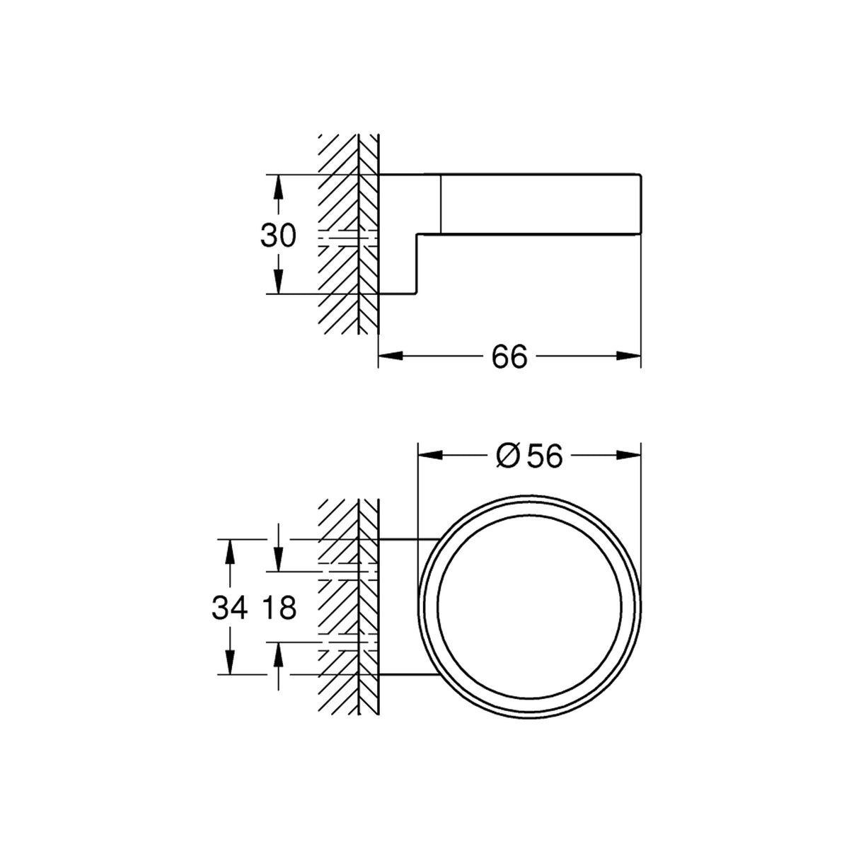 Grohe Selection Sabunluk Tutacağı - Teknik Çizim