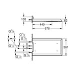 Grohe Rainshower Aqua 15 F-Series Multi Spray Tepe Duşu, 68x38 cm - Teknik Çizim