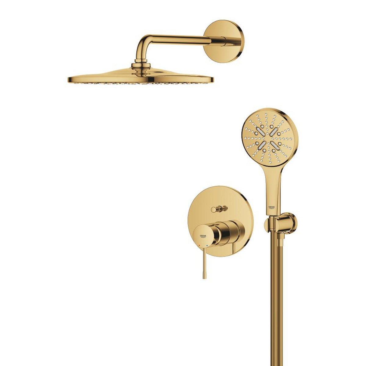 Grohe Essence Ankastre Banyo/Duş Bataryası, Tepe ve El Duşu Seti, Altın - Ürün Görseli