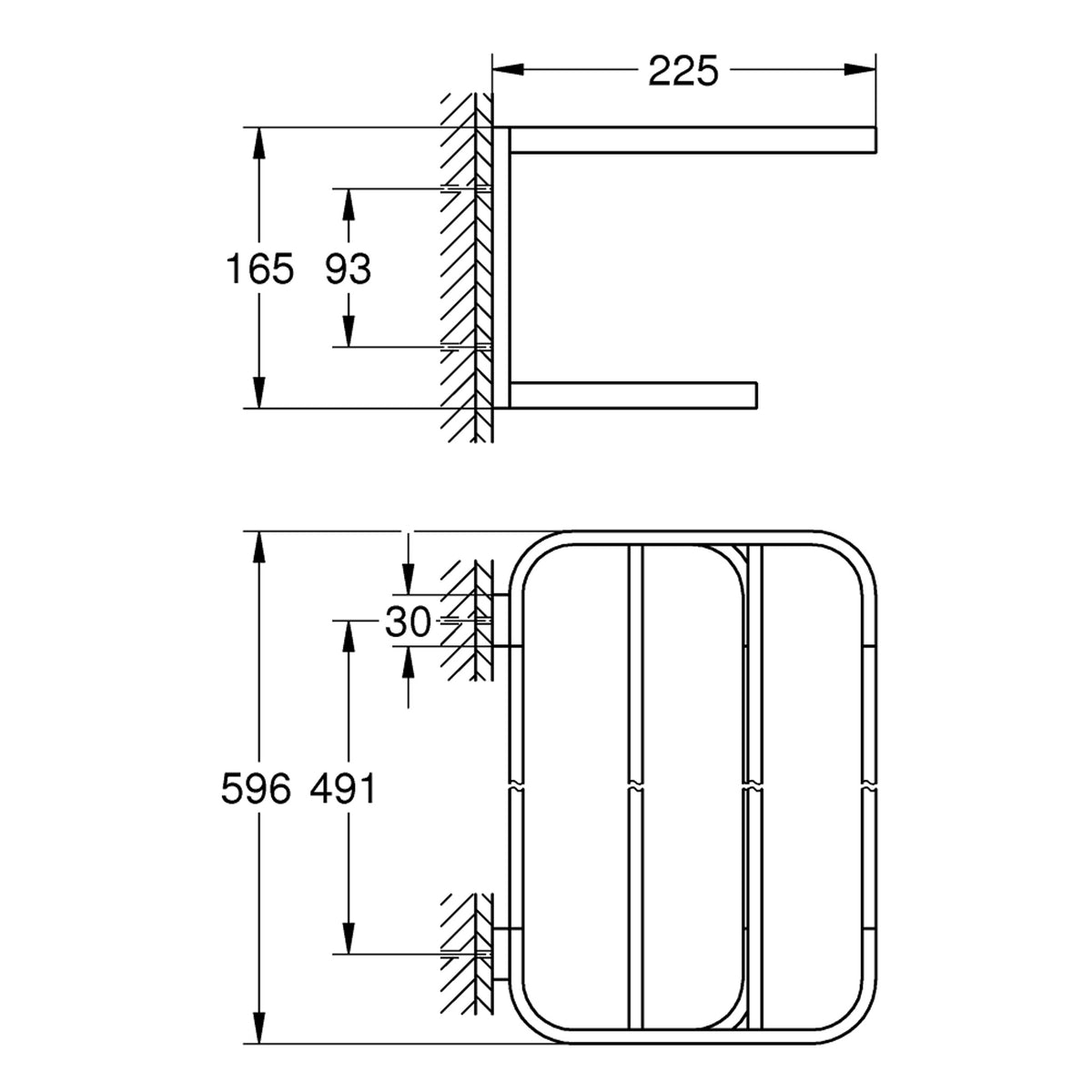 Grohe Selection Havlu Rafı, Paslanmaz Çelik - Teknik Çizim