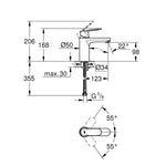 Grohe Eurocosmo Lavabo Bataryası - Teknik Çizim