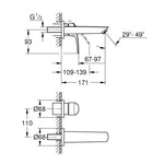 Grohe Eurosmart Duvardan Ankastre Lavabo Bataryası (Sıva Üstü Grubu) - Teknik Çizim