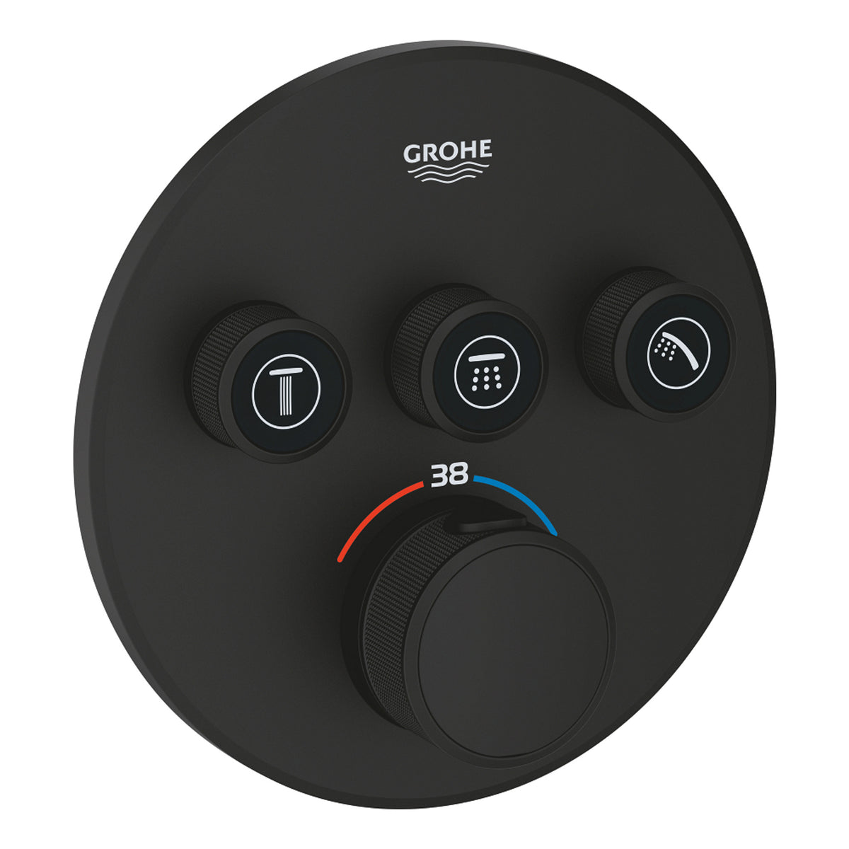 Grohe Grohtherm SmartControl Ankastre Termostatik Banyo/Duş Bataryası (Sıva Üstü Grubu), 3 Yollu, Hayalet Siyah - Ürün Görseli