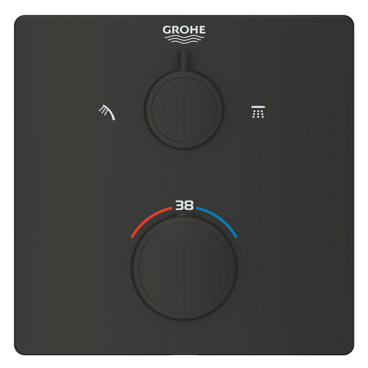 Grohe Grohtherm Termostatik Banyo/Duş Bataryası (Sıva Üstü Grubu), 2 Yollu, Mat Siyah - Ürün Görseli