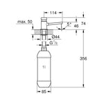 Grohe Ankastre Sıvı Sabunluk - Teknik Çizim