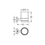 Grohe Essentials Cube Tutamaçlı Cam Fırçalık - Teknik Çizim