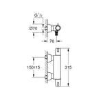Grohe Grohtherm Special Termostatik Duvardan Lavabo Bataryası - Teknik Çizim