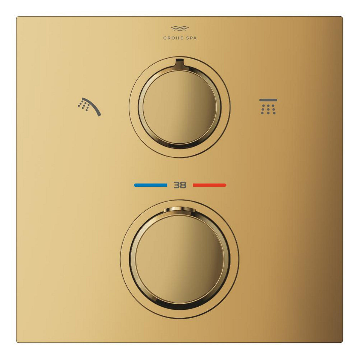 Grohe Allure Termostatik Ankastre Banyo ve Duş Bataryası (Sıva Üstü Grubu), 2 Yollu, Altın - Ürün Görseli