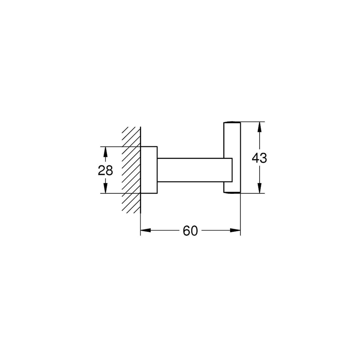 Grohe Essentials Cube Askı, Paslanmaz Çelik - Teknik Çizim