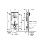 Grohe Rapid SL Gömme Rezervuar (Kumanda Paneli Dahil) - Teknik Çizim