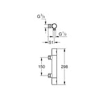 Grohe Grohtherm 800 Termostatik Duş Bataryası - Teknik Çizim