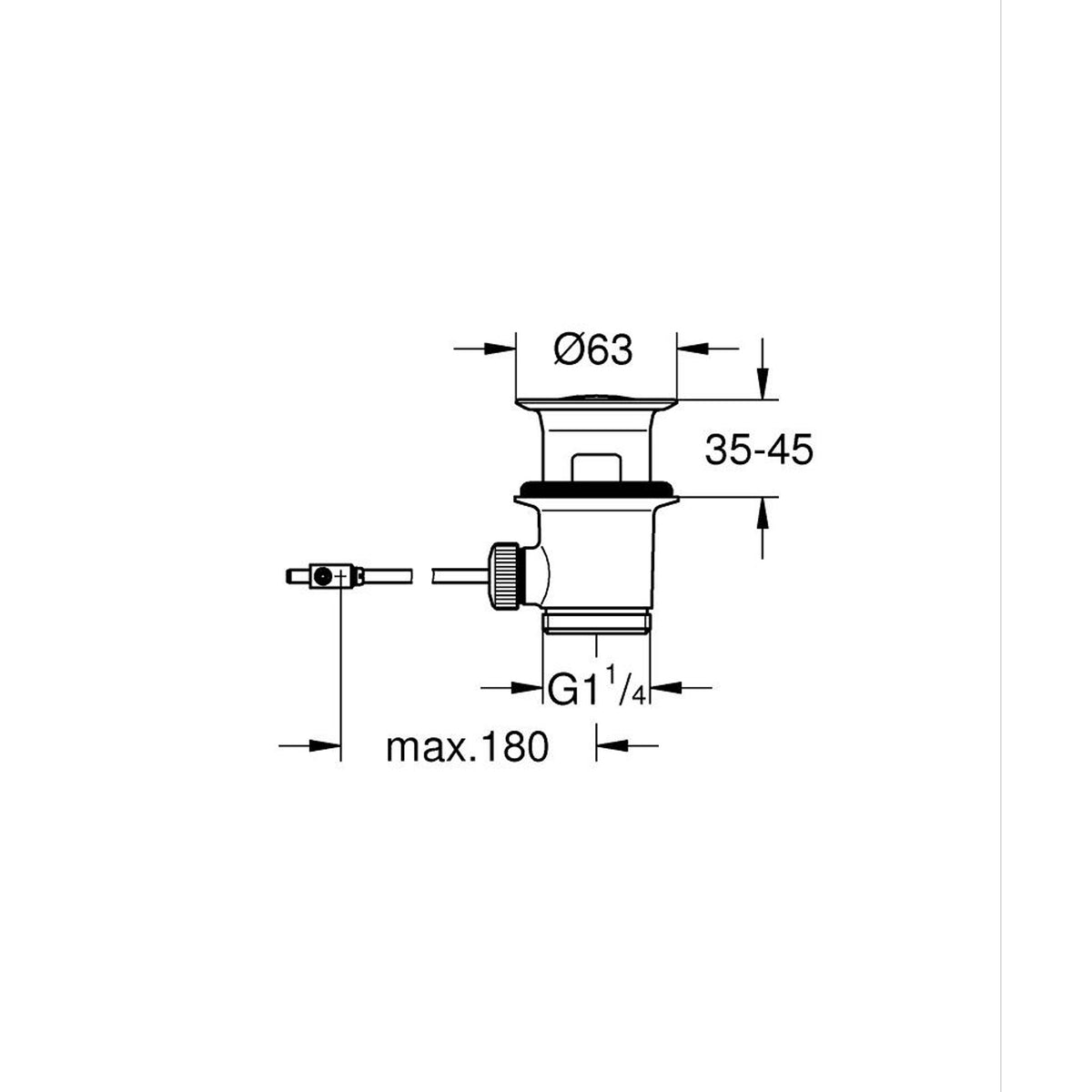 Grohe Tapa Takımı Bas-Aç Süzgeç - Teknik Çizim