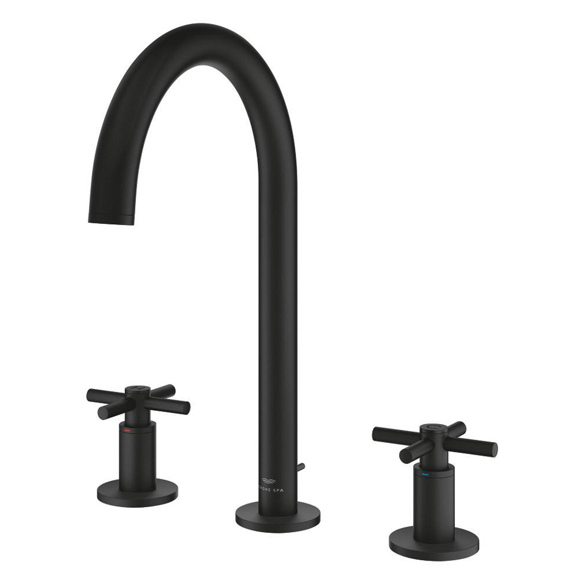 Grohe Atrio 3 Delikli Ankastre Lavabo Bataryası (4 Çubuklu Volan) L-Boy, Hayalet Siyah - Ürün Görseli