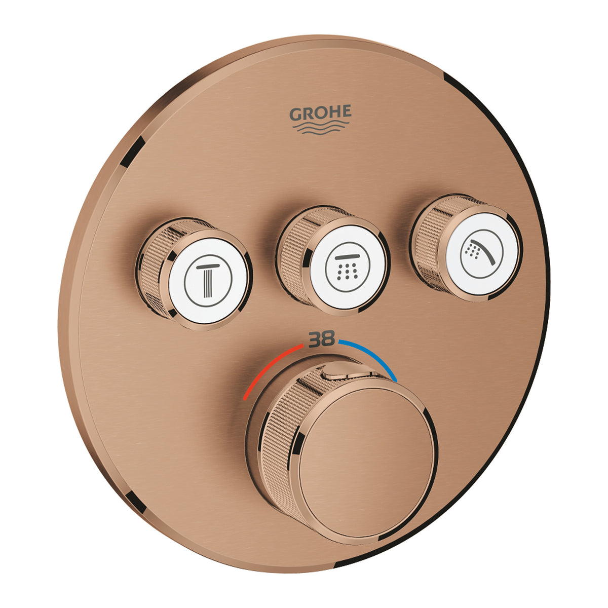 Grohe Grohtherm SmartControl Ankastre Termostatik Banyo/Duş Bataryası (Sıva Üstü Grubu), 3 Yollu, Fırçalı Bakır - Ürün Görseli