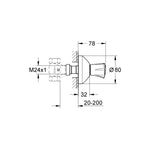 Grohe Costa L Ankastre Stop Valf (Sıva Üstü Grubu) - Teknik Çizim