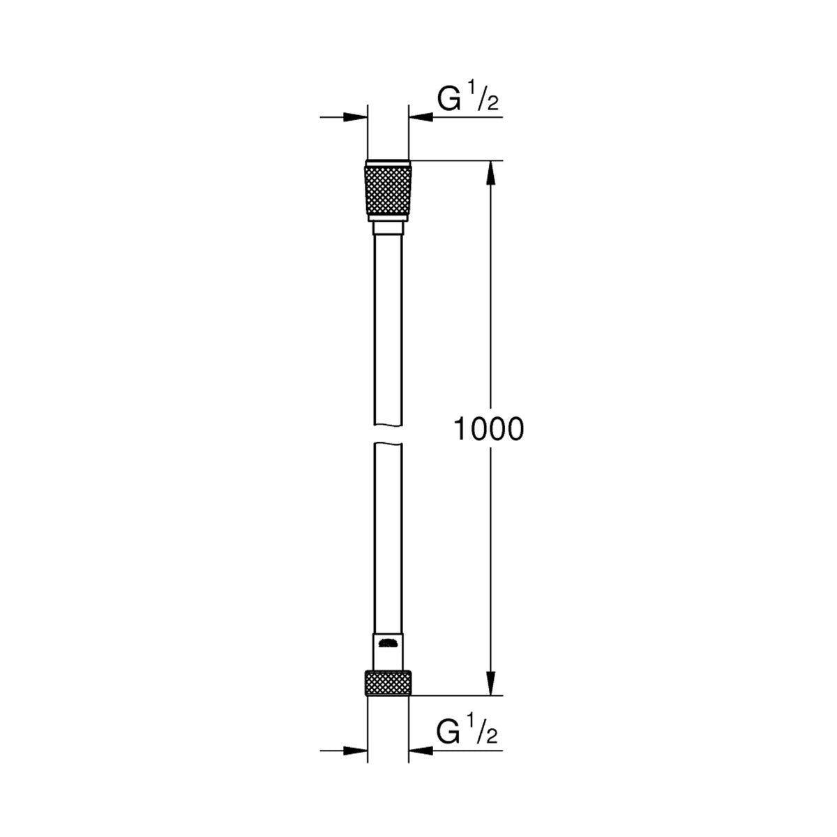 Grohe Silverflex Duş Hortumu, 100 cm - Teknik Çizim