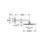Grohe Rainshower Aqua Tepe Duşu Seti, 25 cm, Tek Akışlı, Hayalet Siyah - Teknik Çizim