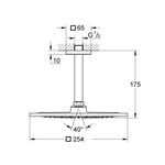 Grohe Rainshower Aqua Tavandan Tepe Duşu Seti, Tek Fonksiyonlu, 142 mm, Hayalet Siyah - Teknik Çizim