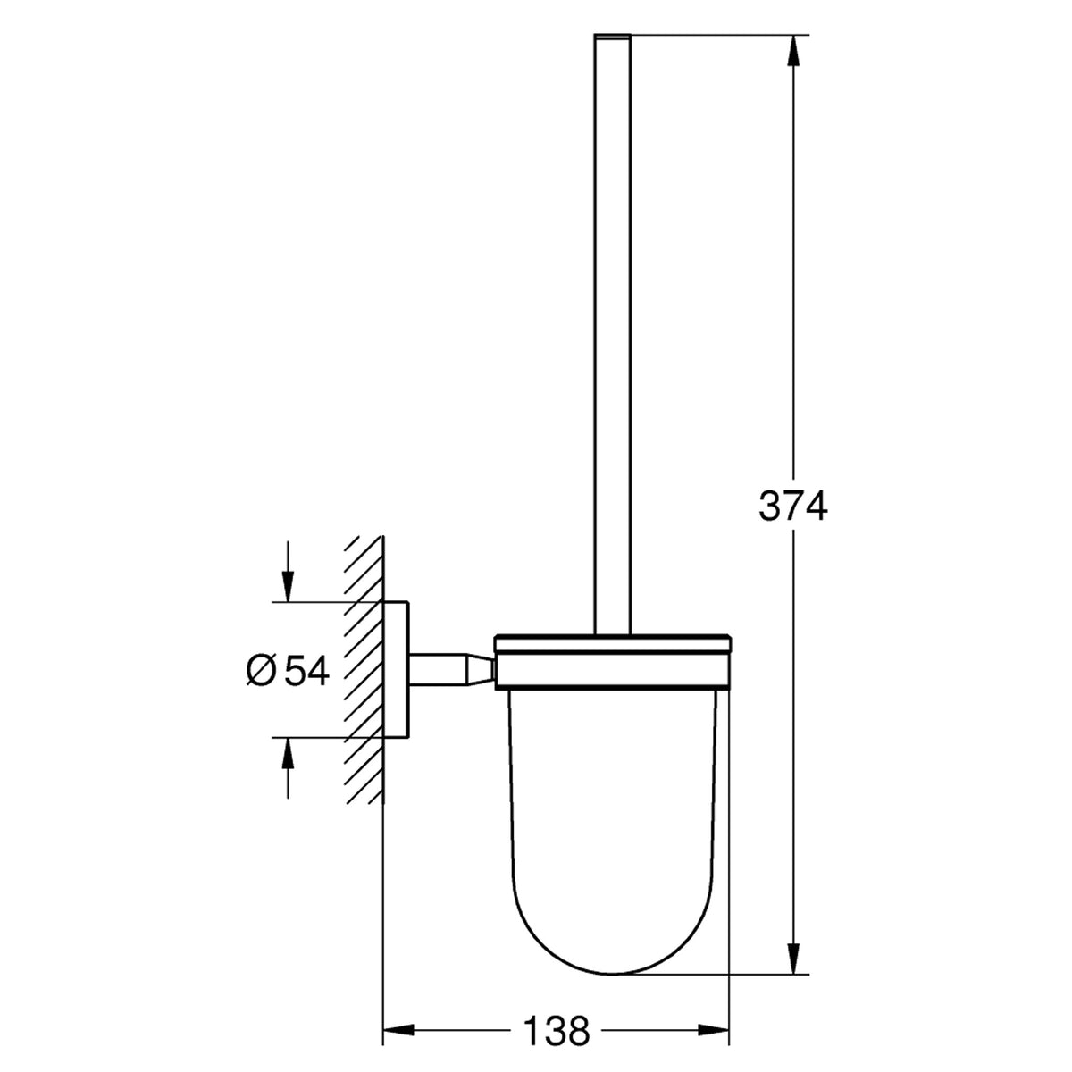 Grohe BauCosmopolitan Tuvalet Fırçalığı - Teknik Çizim