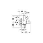Grohe Bulaşık Makinaları ve Eviye Bataryaları İçin Çift Çıkışlı Ara Musluk - Teknik Çizim