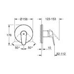 Grohe Eurodisc Cosmopolitan Ankastre Duş Bataryası (Sıva Üstü Grubu) - Teknik Çizim