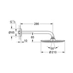 Grohe Rainshower Cosmopolitan 210 Duş Başlığı ve 29 cm Duvardan Dirsek - Teknik Çizim