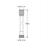 Grohe Relexaflex Duş Hortumu, 125 cm - Teknik Çizim