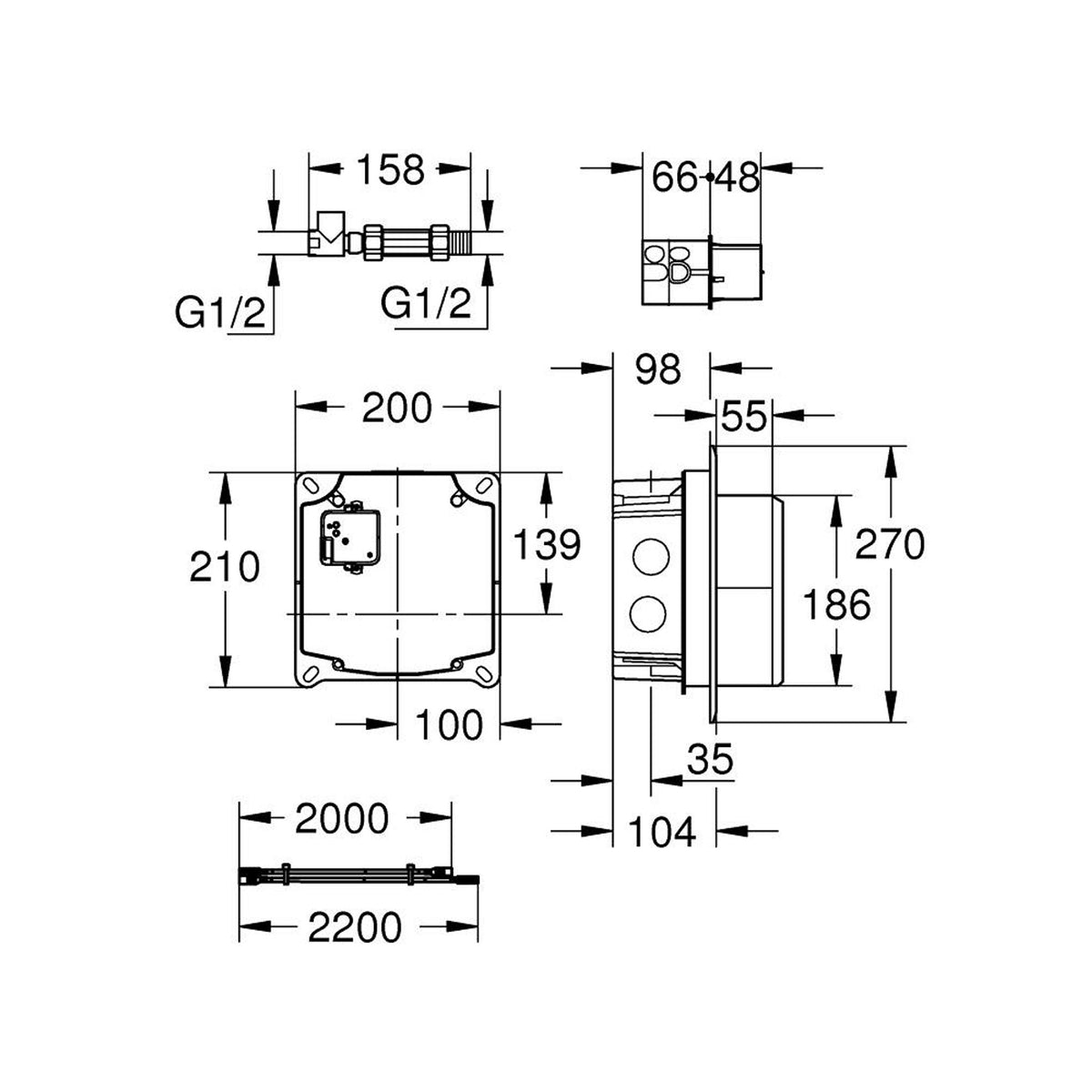 Grohe Fotoselli Bataryalar İçin İç Gövde - Teknik Çizim
