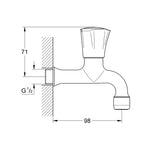 Grohe Costa L Duvardan Tek Musluk, Kısa 98 mm - Teknik Çizim