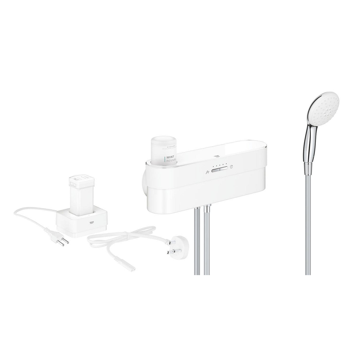 Grohe Purefoam Elektronik Banyo Bataryası ve El Duşu Takımı Başlangıç Seti, Krom-Beyaz (Su ve Sabun Püskürtmeli El Duşu) - Ürün Görseli