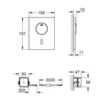 Grohe Tectron Skate Fotoselli Kumanda Paneli, Pilli - Teknik Çizim