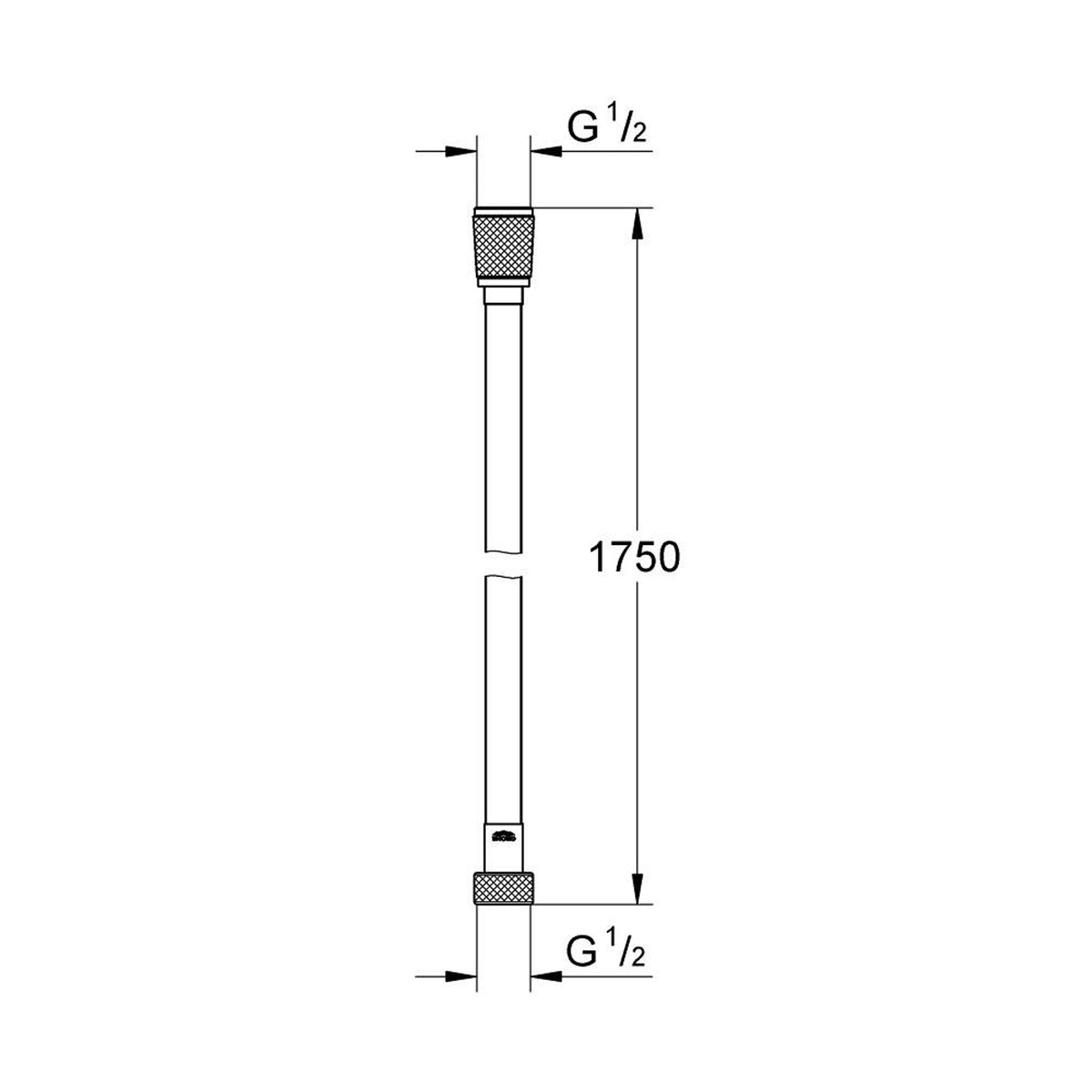 Grohe Silverflex Duş Hortumu, 175 cm, Altın - Teknik Çizim