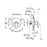 Grohe Eurocosmo Ankastre Duş Bataryası - Teknik Çizim