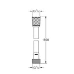 Grohe Rotaflex TwistStop Duş Hortumu, 150 cm - Teknik Çizim