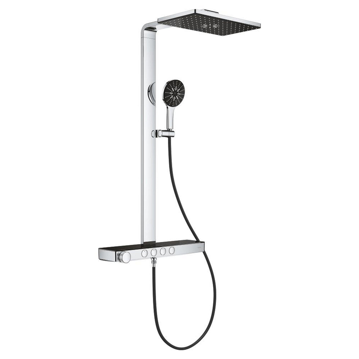 Grohe Rainshower Aqua Pure SmartControl Duş Sistemi, Duvara Monte, Termostatik Bataryalı Duş Kolonu, Siyah-Krom - Ürün Görseli