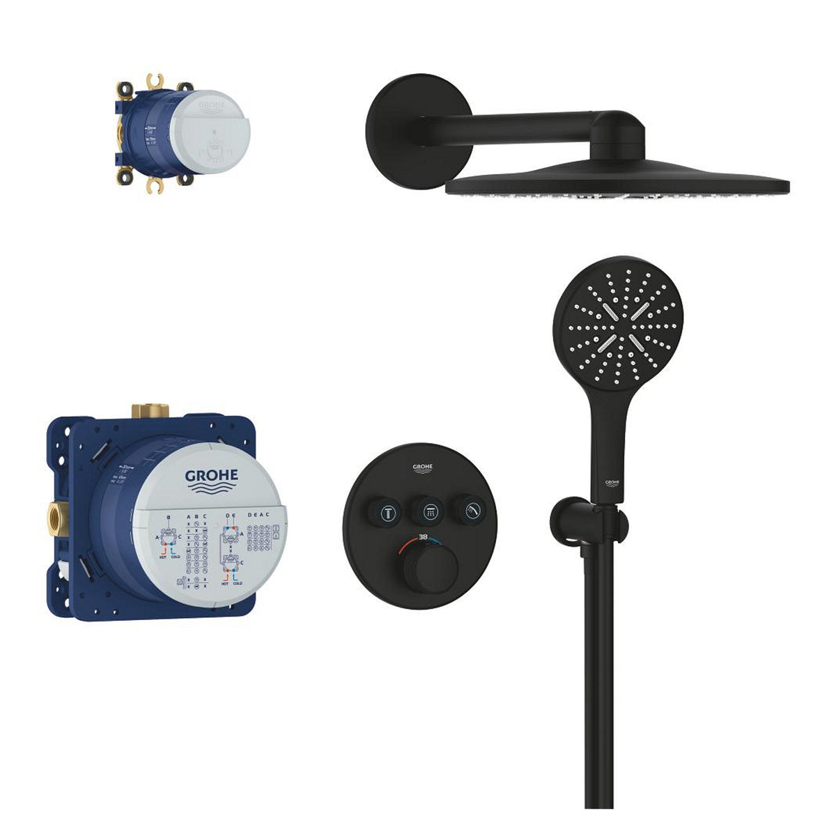 Grohe Grohtherm SmartControl Rainshower SmartActive 310 Ankastre Termostatik Duş Seti, Hayalet Siyah - Ürün Görseli