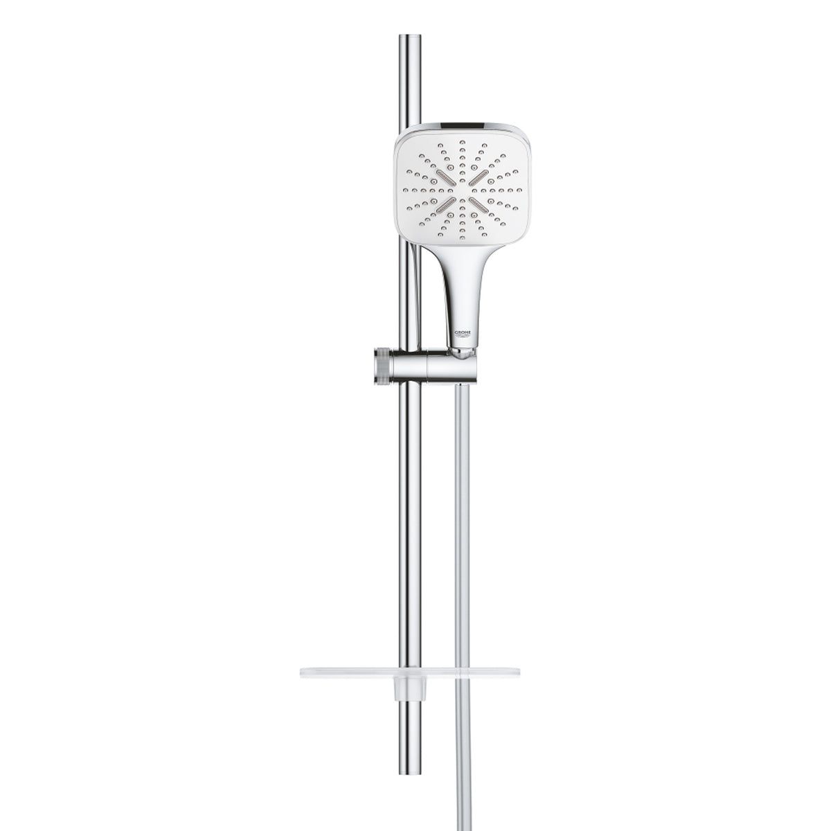 Grohe RainShower SmartActive 130 Cube Sürgülü Duş Seti, 3 Fonksiyonlu, Krom-Beyaz - Ürün Görseli
