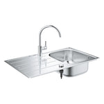 Grohe Bau Kuğu Borulu Batarya ve Eviye Seti (Sağ-Sol Damlalıklı, 86x50 cm) - Ürün Görseli
