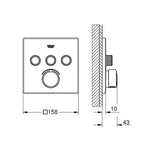 Grohe SmartControl 3 Valfli Akış Kontrollü Ankastre Banyo Bataryası (Sıva Üstü Grubu) - Teknik Çizim