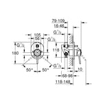 Grohe BauClassic Ankastre Banyo/Duş Bataryası - Teknik Çizim