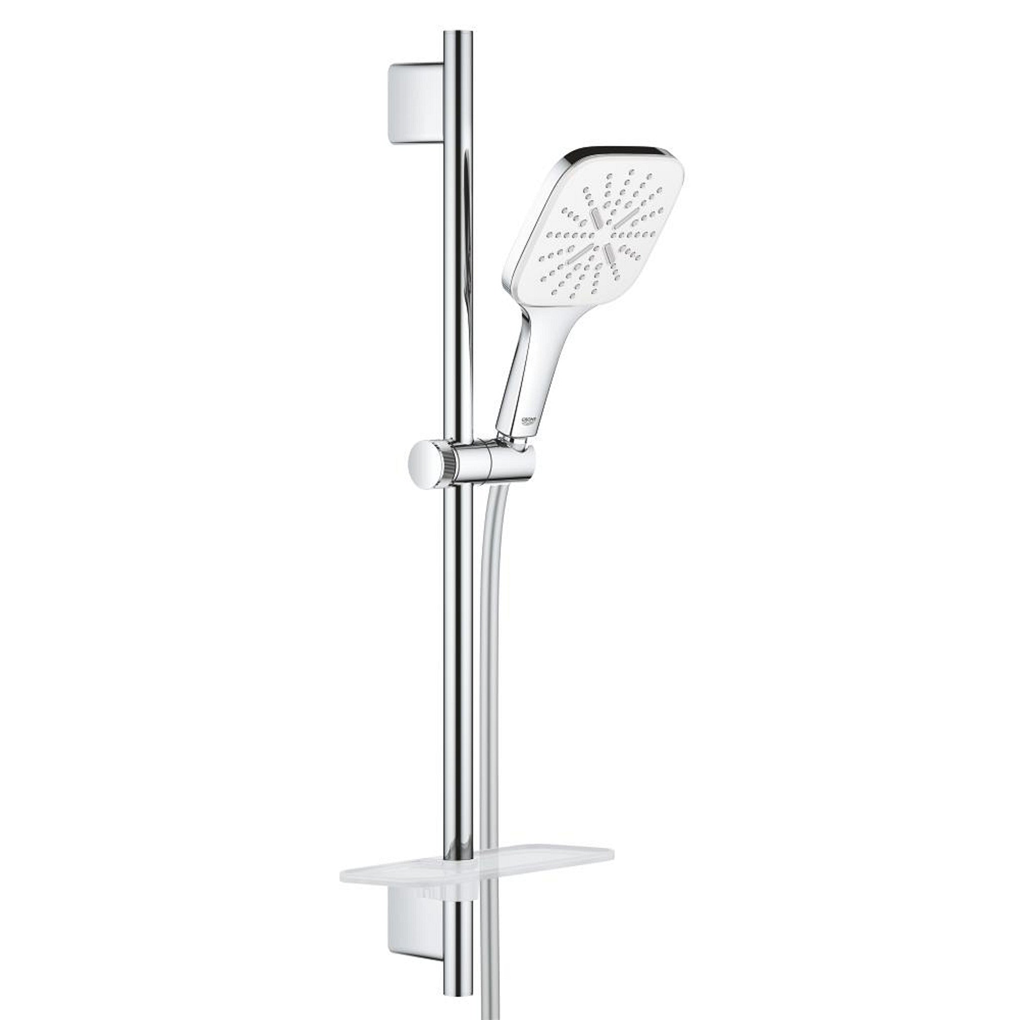 Grohe RainShower SmartActive 130 Cube Sürgülü Duş Seti, 3 Fonksiyonlu, Krom-Beyaz - Ürün Görseli