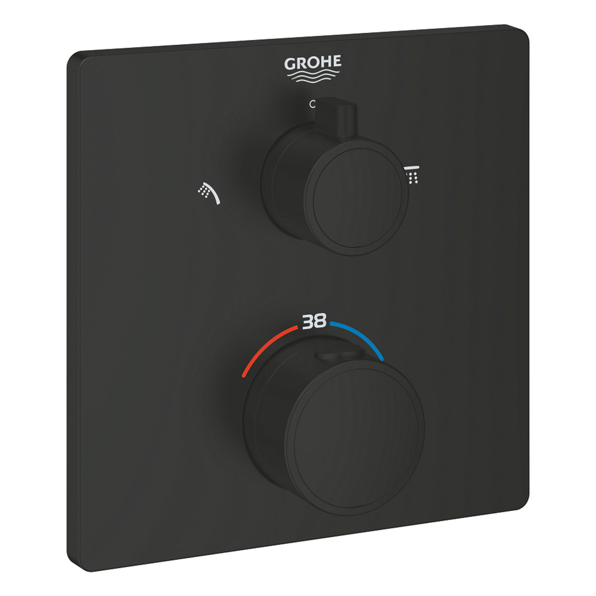 Grohe Grohtherm Termostatik Banyo/Duş Bataryası (Sıva Üstü Grubu), 2 Yollu, Mat Siyah - Ürün Görseli