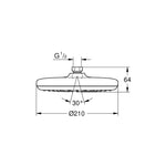 Grohe Tempesta 210 Tepe Duşu Tek Akışlı, 21 cm - Teknik Çizim