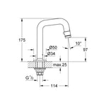 Grohe Lavabodan Musluk, Tek Su Girişli - Teknik Çizim