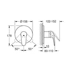 Grohe Eurostyle Ankastre Duş Bataryası (Sıva Üstü Grubu) - Teknik Çizim