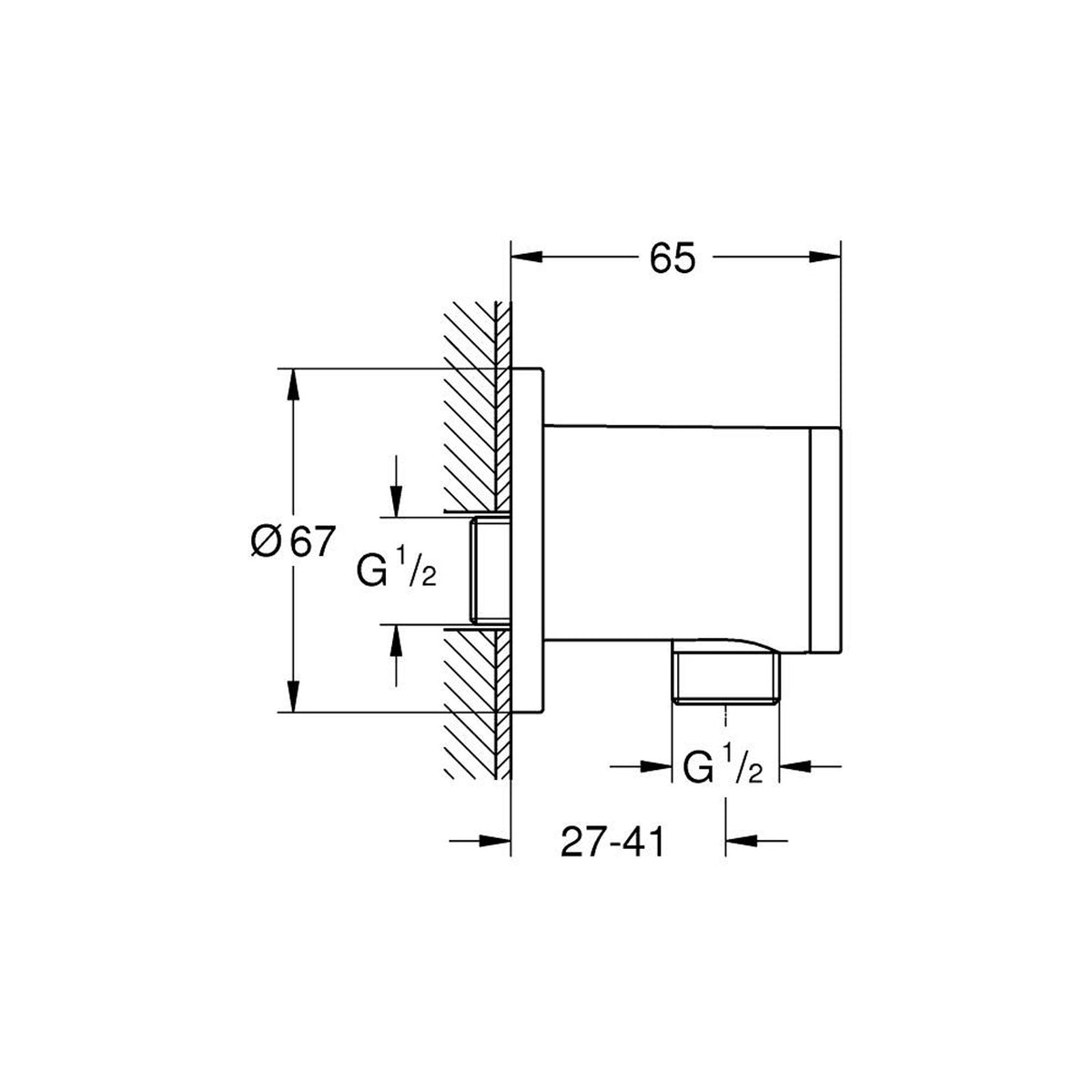 Grohe Tempesta Duş Çıkış Dirseği - Teknik Çizim