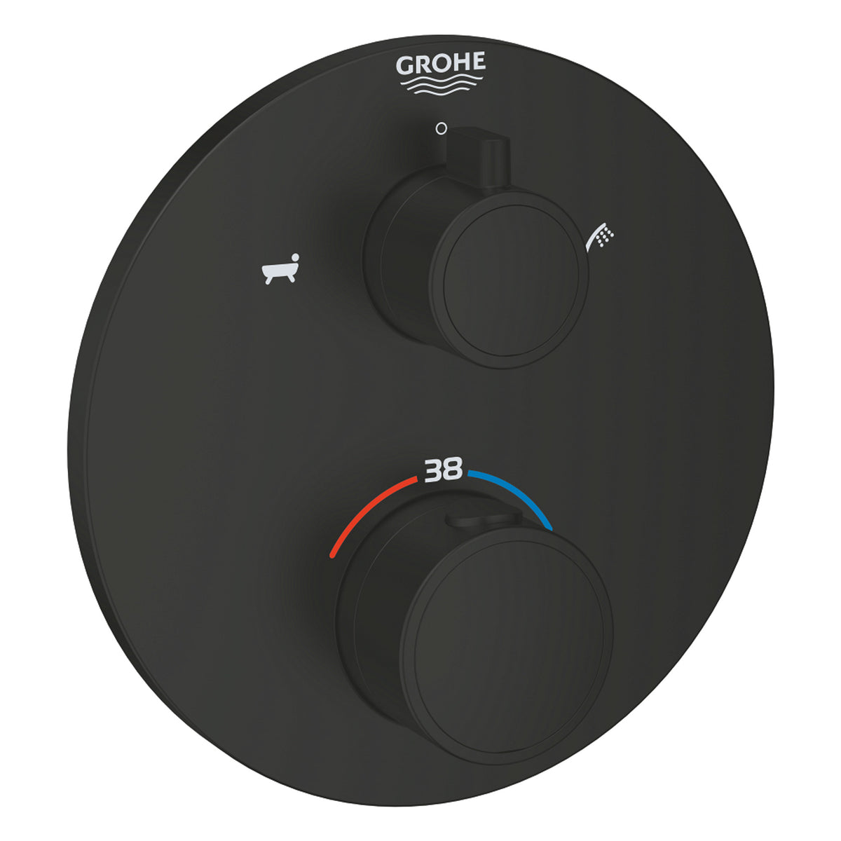 Grohe Grohtherm Termostatik Banyo/Duş Bataryası (Sıva Üstü Grubu), 2 Yollu, Mat Siyah - Ürün Görseli