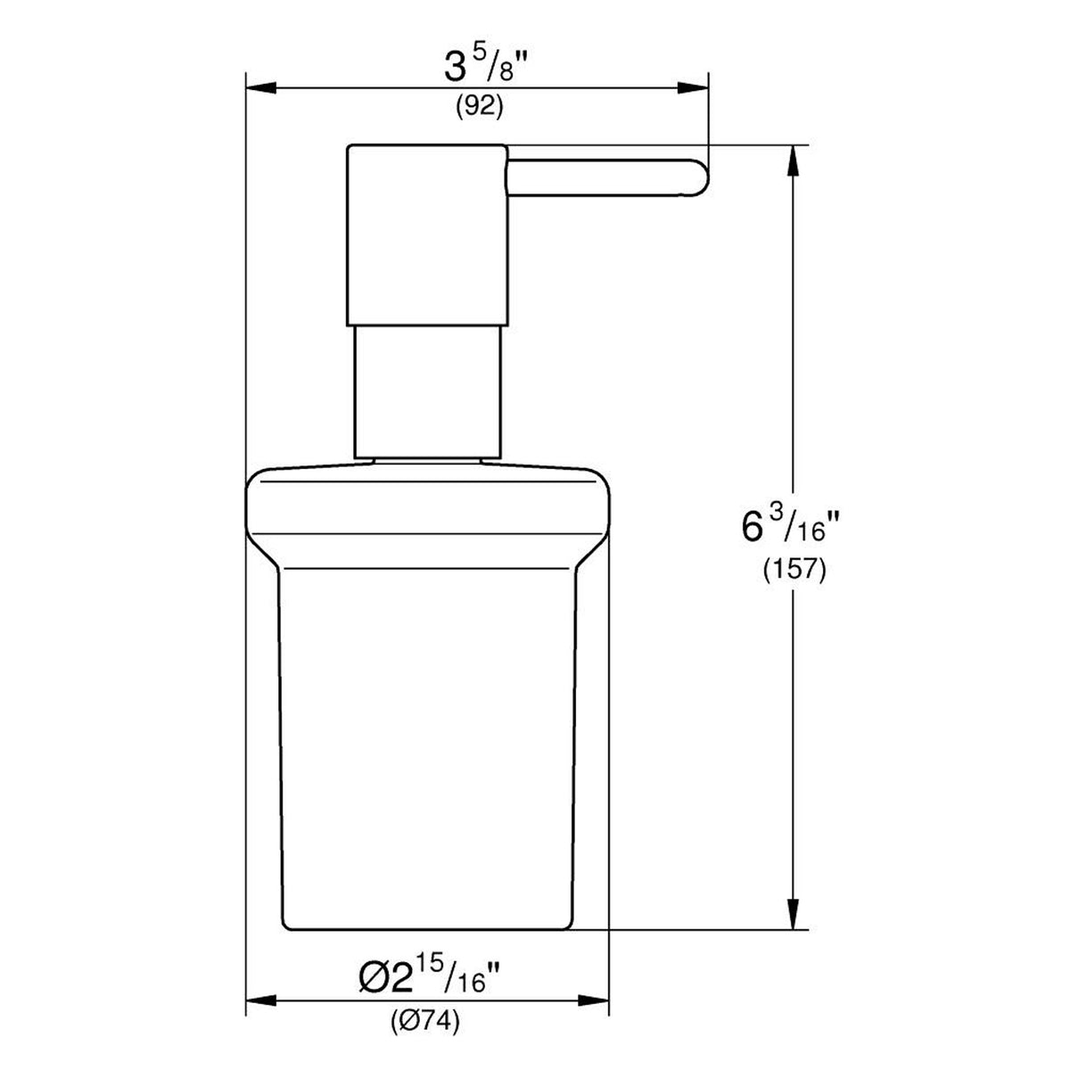 Grohe Essentials Sıvı Sabunluk, Sert Grafit - Teknik Çizim